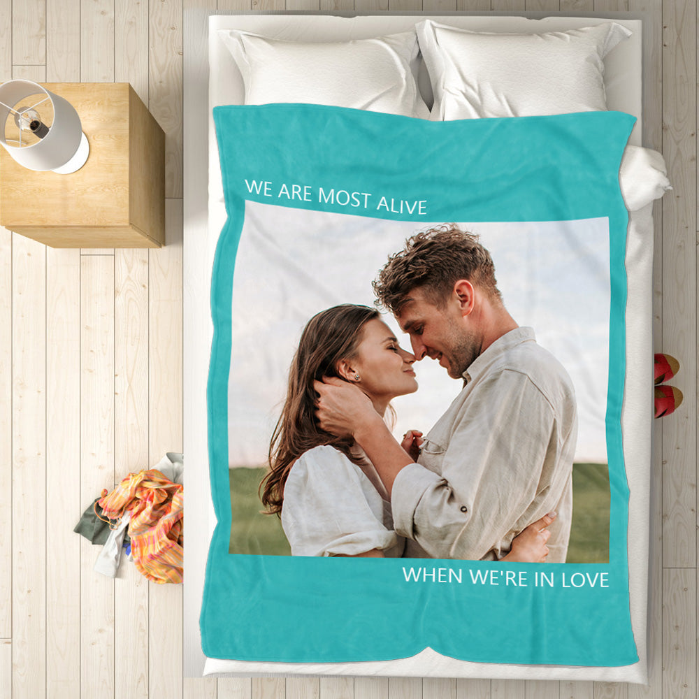 Custom Photo Blanket Fleece Throw Blanket With Text