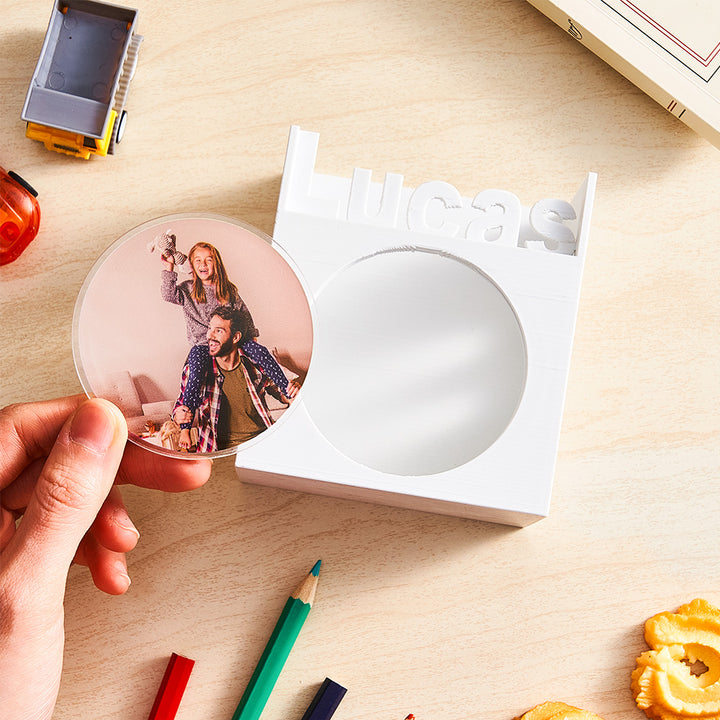 Personalized 3D Print Photo Pen Container with Name Brush Pot Gift for Kid