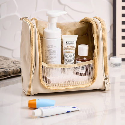 Personalized Birth Flower Waterproof Toiletry Bag with Hanging Hook Makeup Organizer Gift for Her
