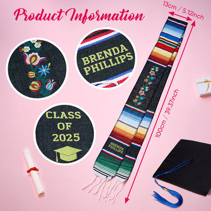 Personalized Mexican Graduation Stole Class of 2025 Graduation Gift for Graduates