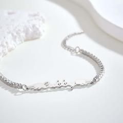 Custom Name Tennis Bracelet Elegant Angel Wings All Diamonds Bracelet Gift For Her