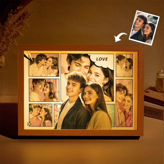 Custom Photo Light Photo Collage Love Couple Lamp Anniversary Gifts Valentines Gift Christmas Gift