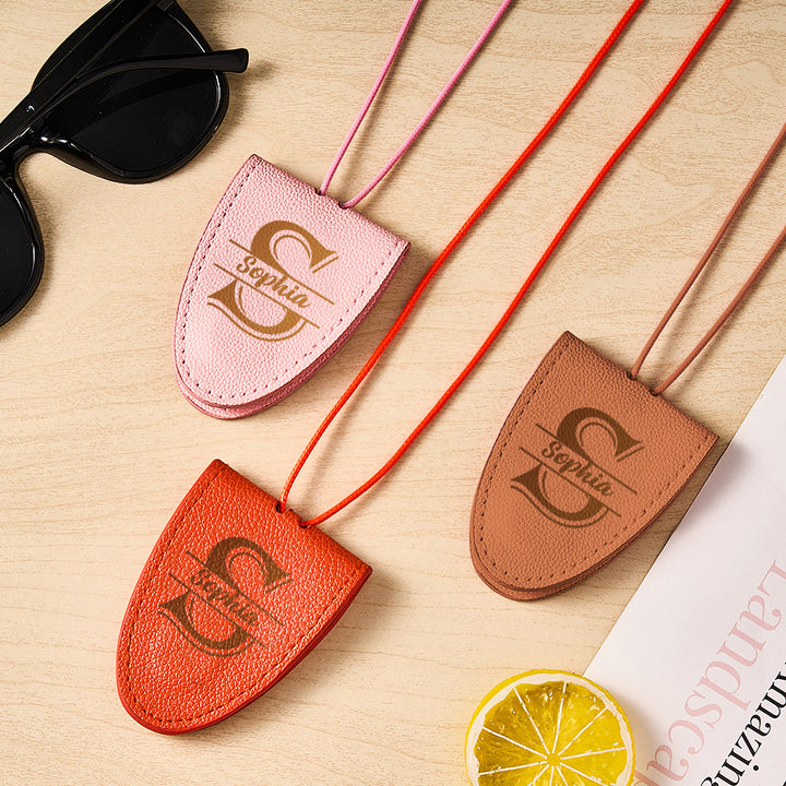 Personalized Leather Magnetic Glasses Clip Lanyard Birthday Gift for Travel Lover