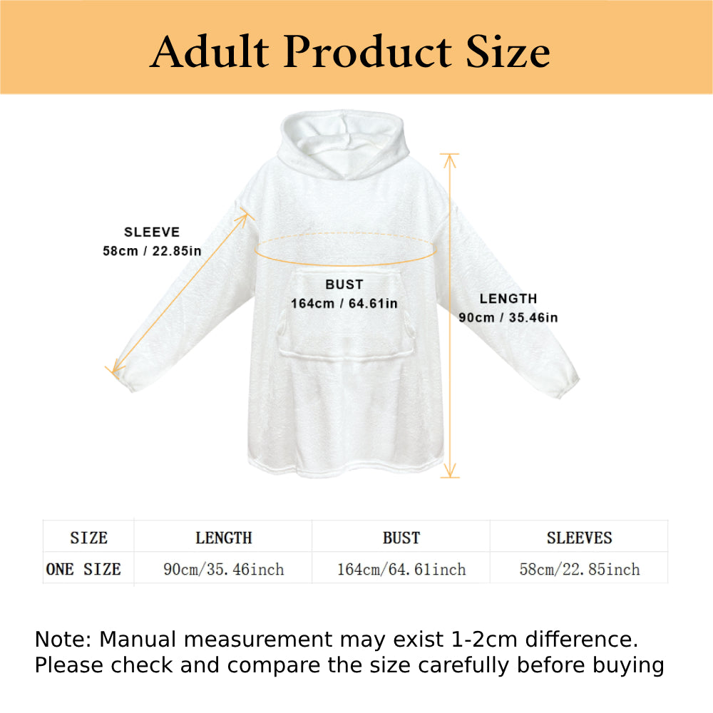 Personalised Photo Blanket Hoodie Unisex Oversized Blanket Sweatshirt for Adult Kids