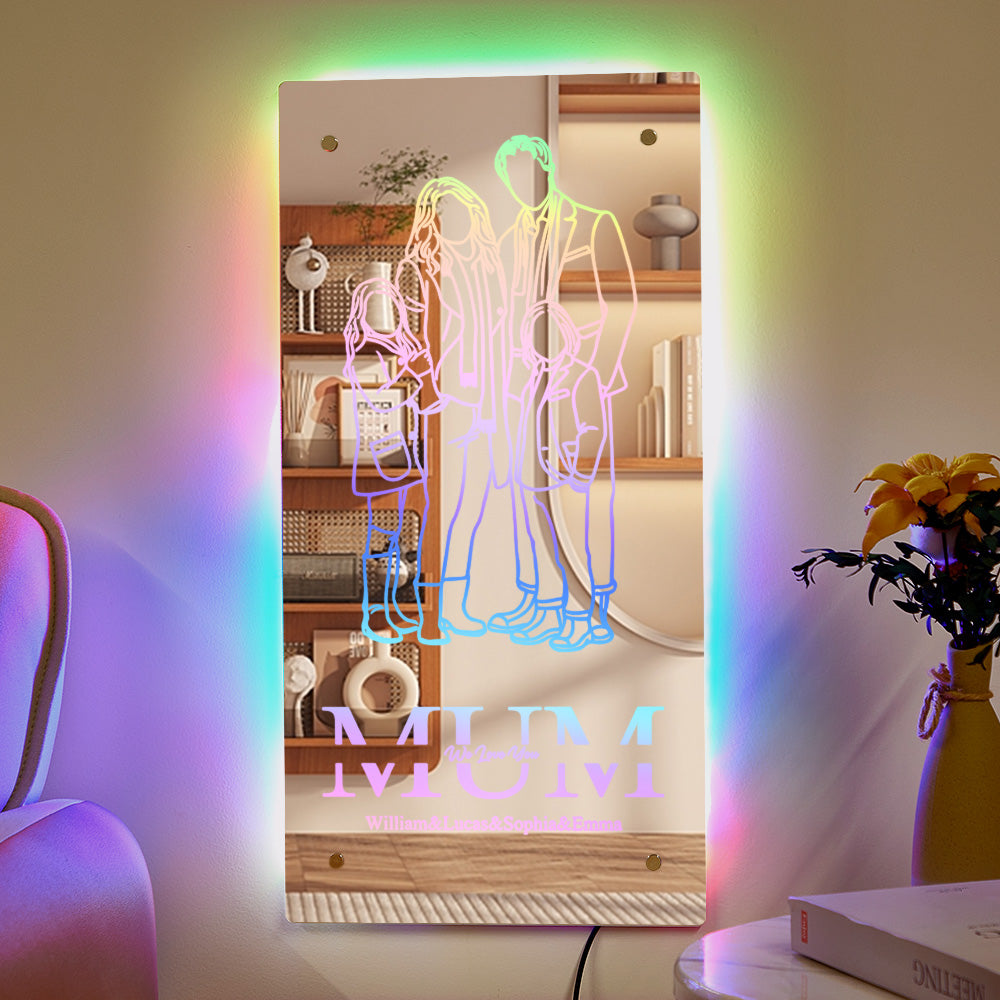 Personalized Mirror Light Silhouette Photo Mirror Light Mother's Day Gifts for Mom