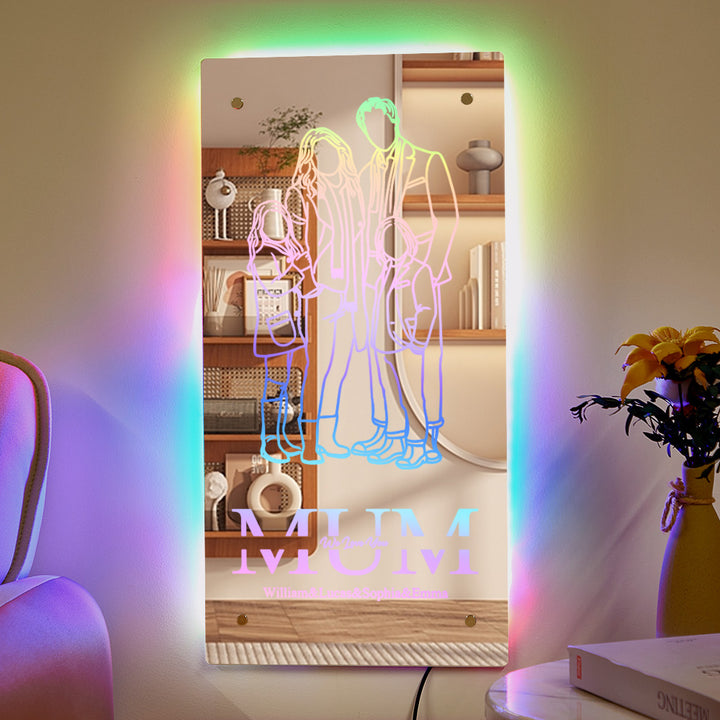 Personalized Mirror Light Silhouette Photo Mirror Light Mother's Day Gifts for Mom