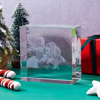 2D 3D Laser Engraved Crystal Cube Custom Photo Block