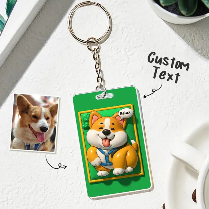 Custom Photo 3D Inflated Effect Pet Photo Keychain Gift for Pet Lover