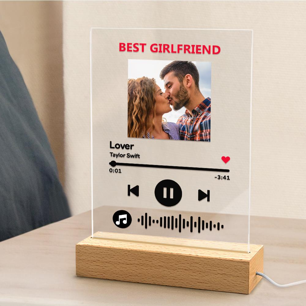 Custom Photo Keychain Music Code Plaque Scannable Music Personalized Acrylic NightLight BestGirfriend Gift