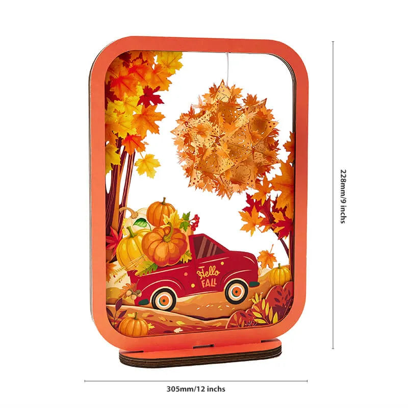 3D Paper Sculpture Night Light Fall Truck Halloween Gifts for Kids and Adults Great Decor Light in Bedroom Living Room