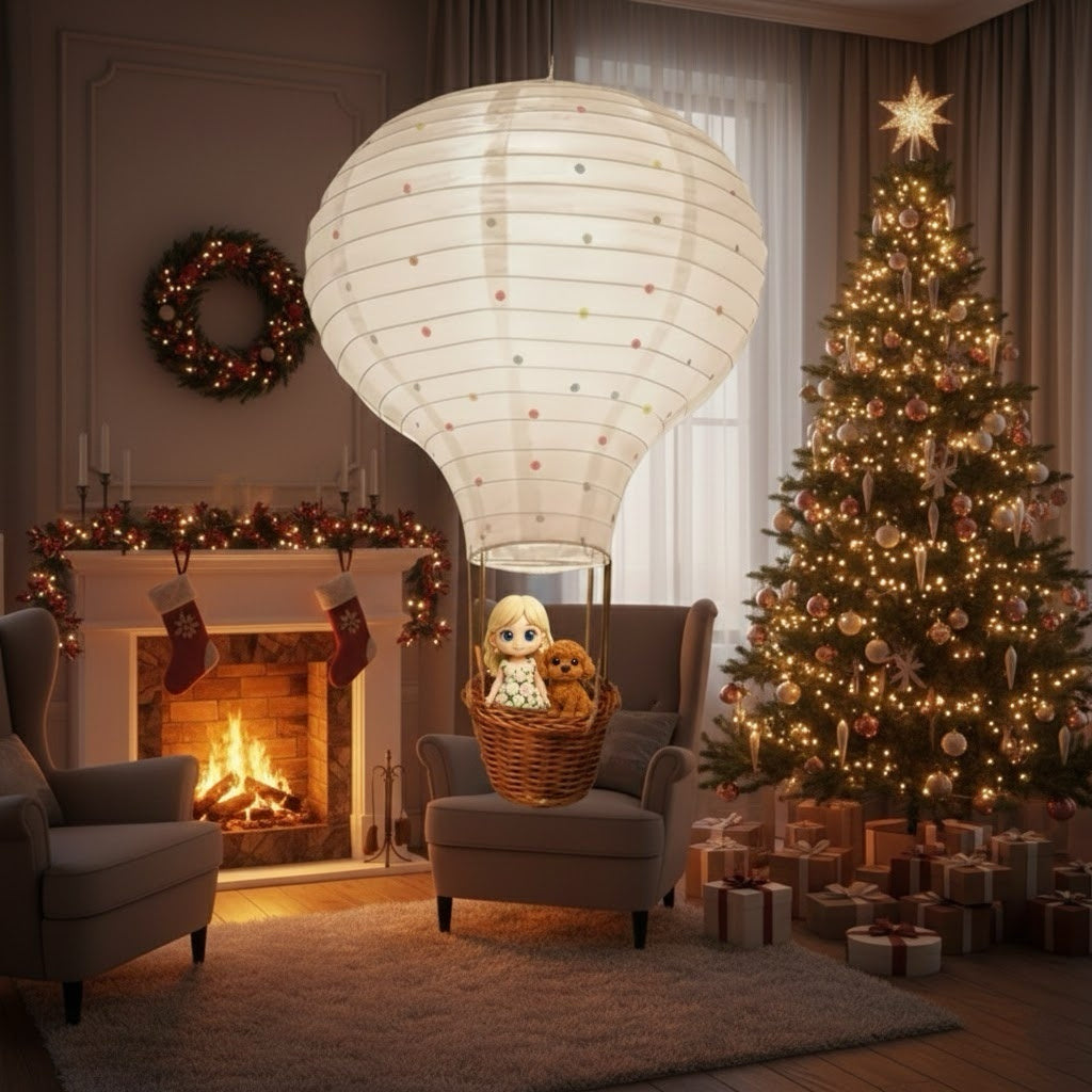 Custom Cute 3D Mini Figure Hot Air Balloon Night Light Room Desk Figurine Based on Your Picture Birthday Gift Christmas Gift