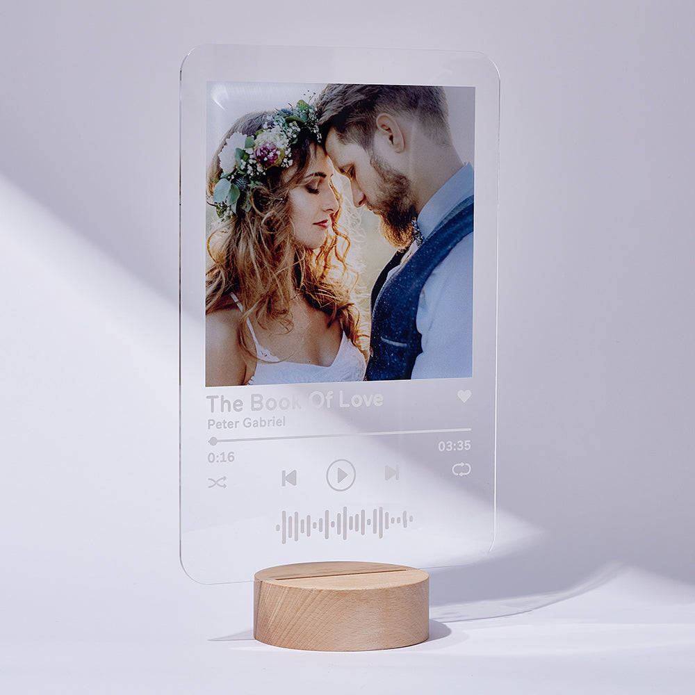 Custom Acrylic Plaque Music Code Album Cover with Wooden Base 8*12 inches