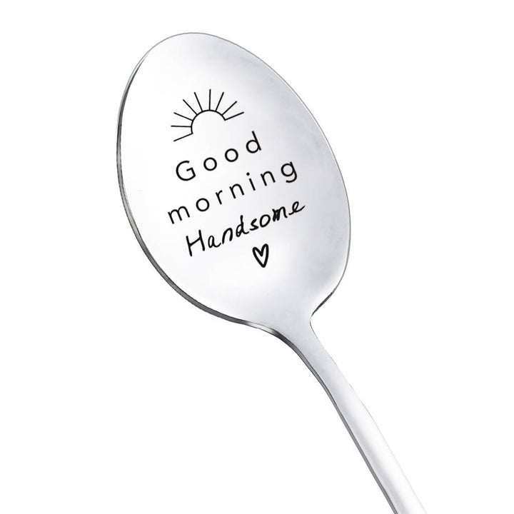 Good Morning Coffee Spoon Stainless Steel Spoon Gift for Nana Papa Mom