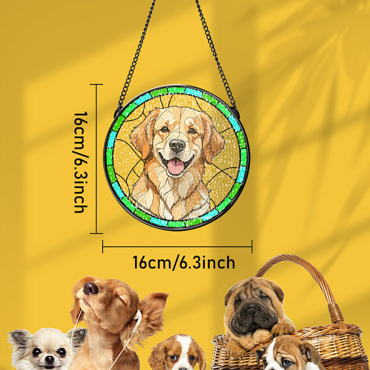 Custom Pet Portrait Art Suncatcher Stained Glass Ornament Dog Memorial Gifts for Pet Lovers