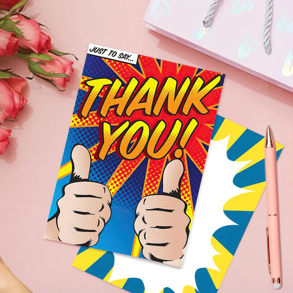 Thank You Card Just To Say Thank You Superhero Comic Book Style Gifts for Him