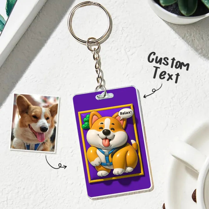 Custom Photo 3D Inflated Effect Pet Photo Keychain Gift for Pet Lover