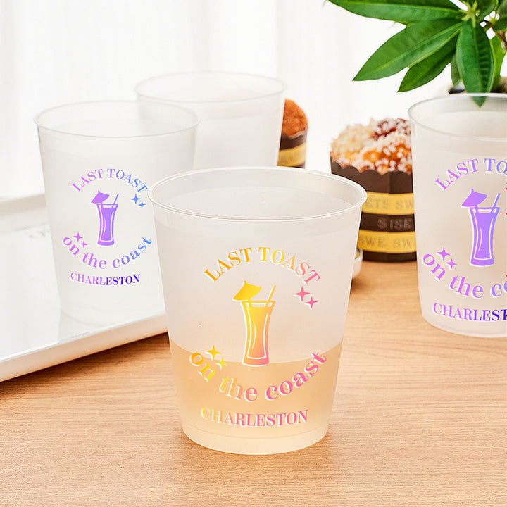 Personalized Last Toast On The Coast Plastic Disposable Cups Wedding Bachelorette Party Gift for Bridesmaid
