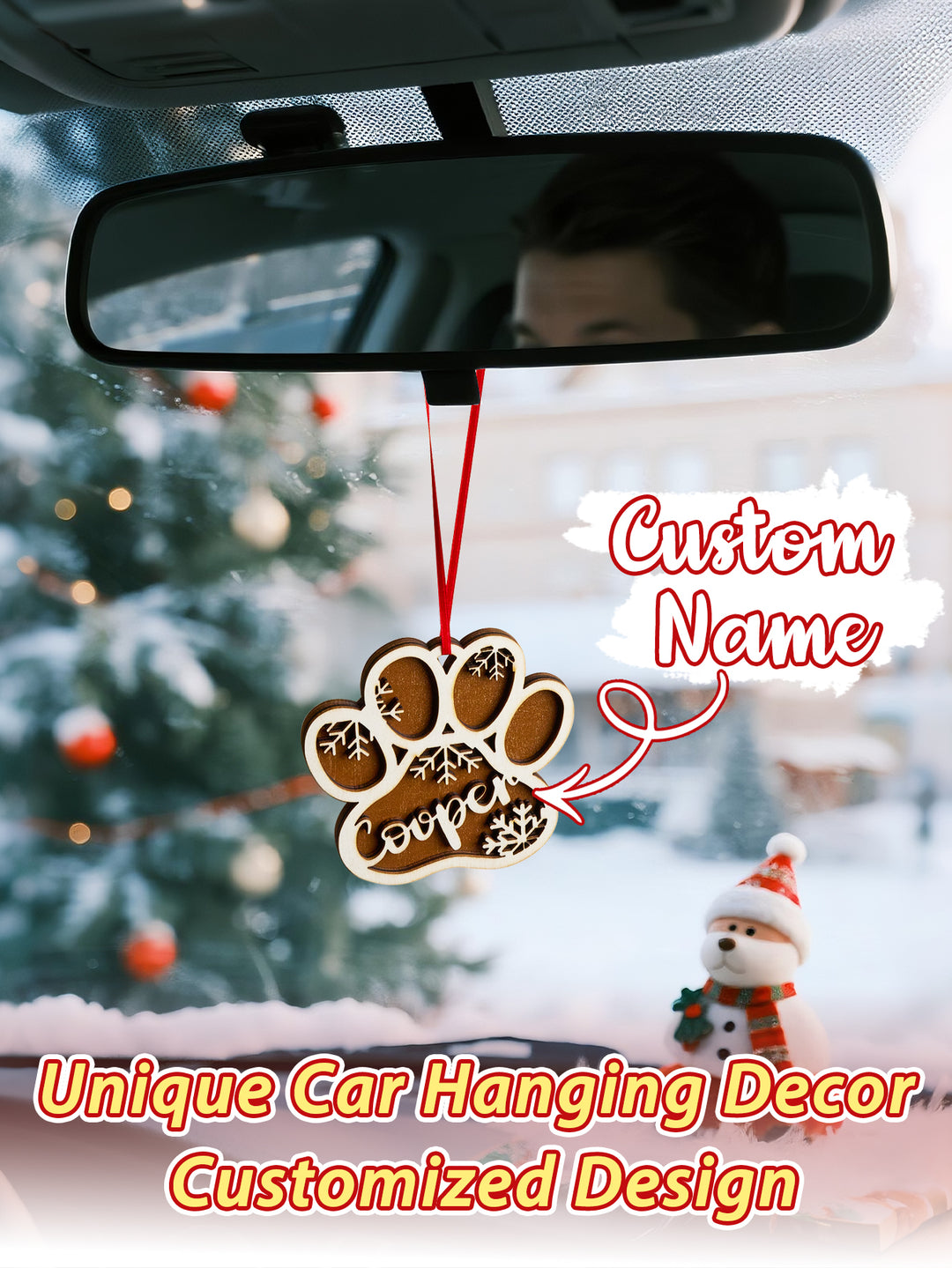 Personalized Dog Paw Snowflake Ornament – Custom Name Christmas Tree Decoration