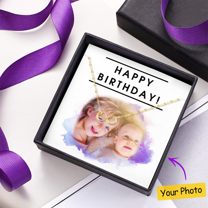 Custom Message Card with Infinity Necklace Best Birthday Gift for Women