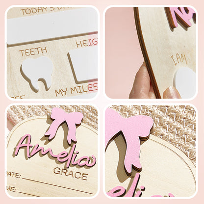 Personalized Coquette Bow Baby Name Sign with Birth Information Baby Shower Gift for New Mom