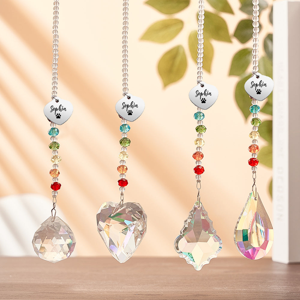 Custom Rainbow Suncatcher Pet Memorial Crystal Rainbow Bridge Gift for Pet Lovers