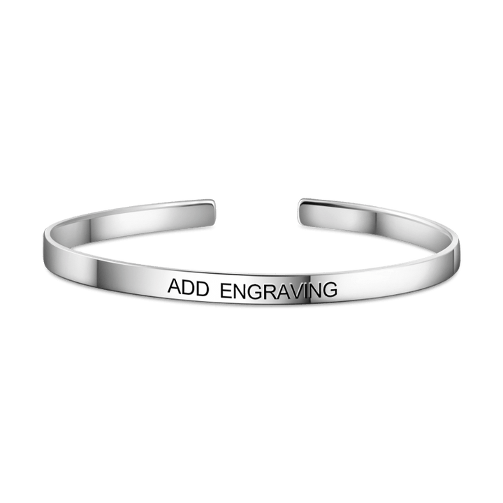 Custom Text Engraved Bangle Women's Cuff Bracelet