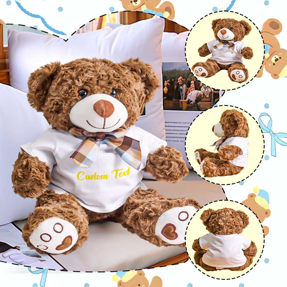 Personalized Bear Plush Stuffed Toy with Custom Text Gift for Baby Shower