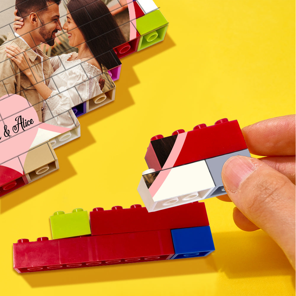 Personalized Heart Photo Block Puzzle Colors Building Brick