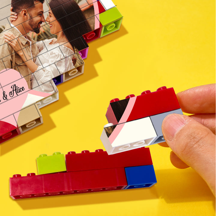 Personalized Heart Photo Block Puzzle Colors Building Brick