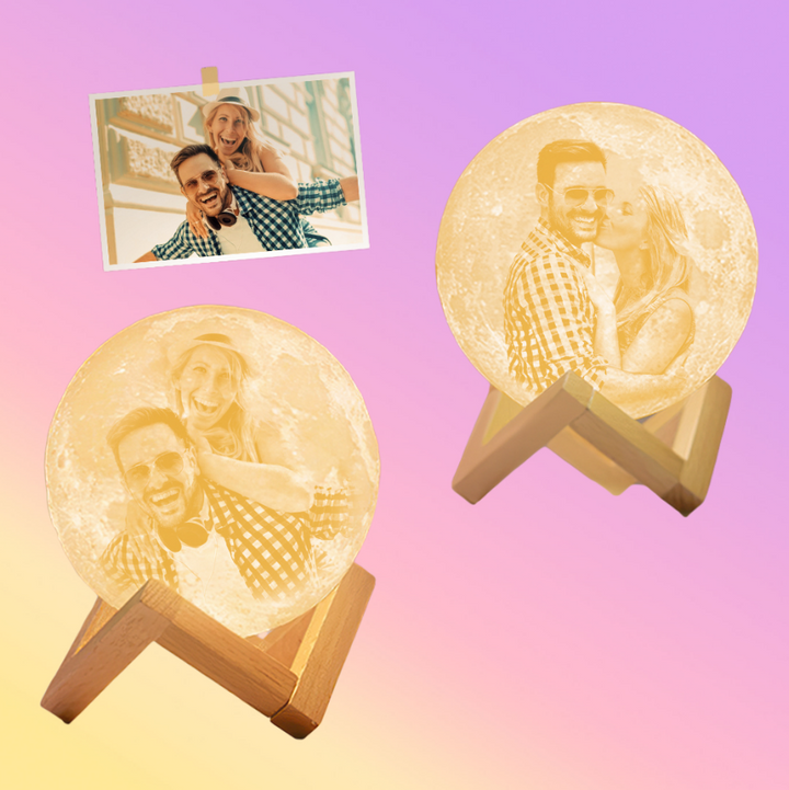 Custom Photo Moon Lamp Luna Night Light – Personalized Birthday Anniversary Valentine’s Day & Christmas Gift