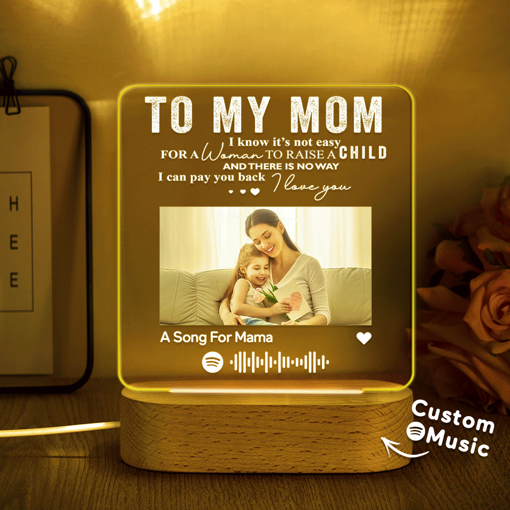 Personalized Music Plaque Photo Night Light Song Plaque Custom Photo Lamp Music Code Engagement Anniversary Gift for Dad