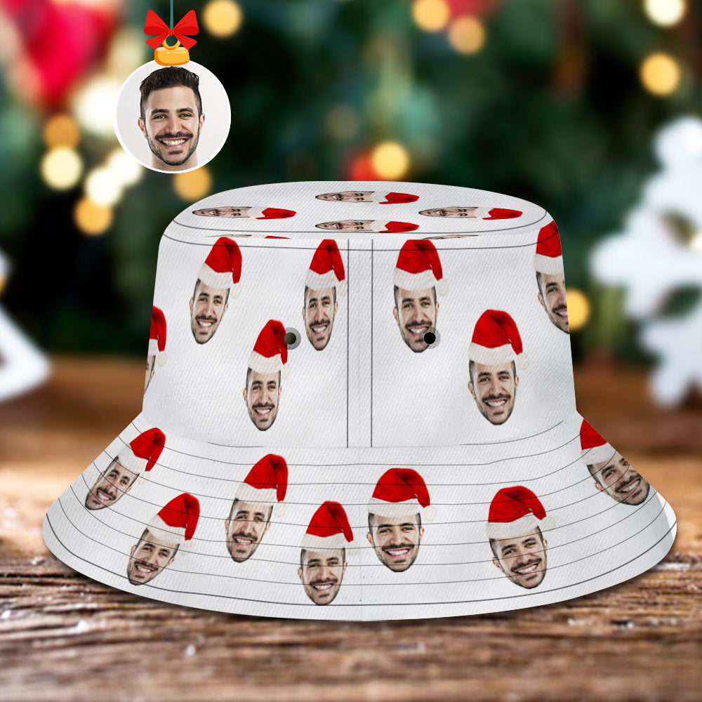 Custom Christmas Bucket Hat Personalized Face Unisex Fisherman Cap