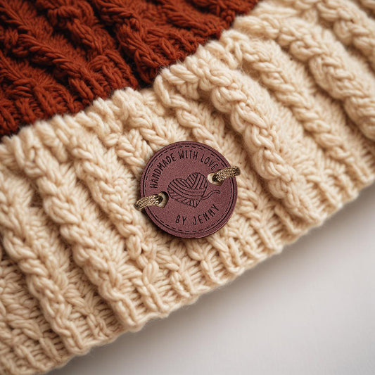 Personalized Name Buttons & Tags for Crafts Leather Tags for Crochet Items Gift for Knitting Crocheting Lovers A set of 15