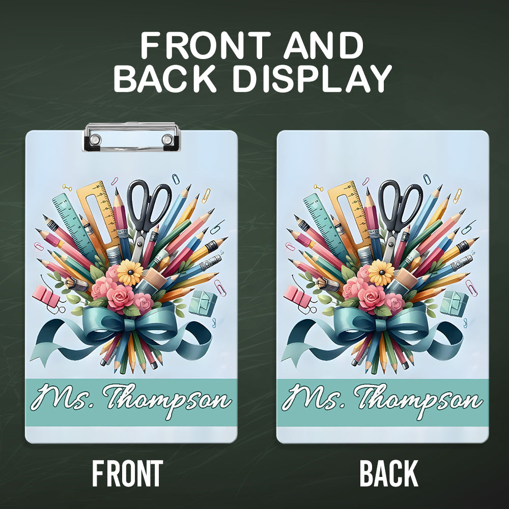 Custom Text Name Folder with Stationery Bouquet Design – Teacher's Day & Back to School Gift
