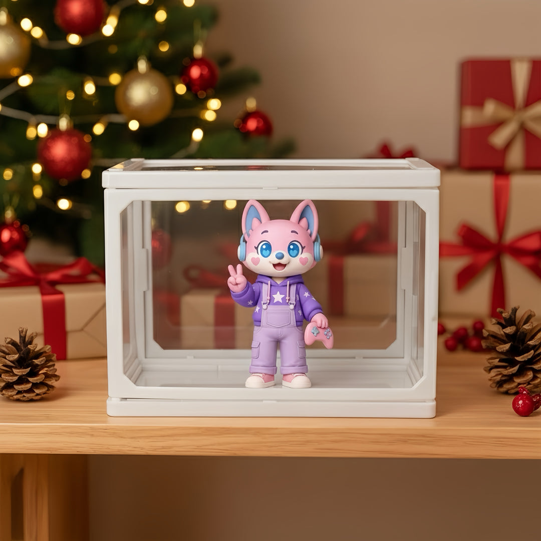 Custom 1 Non-human 3D Mini Figure Glass Dollhouse Personalized Scene Display Case Unique Christmas Gift  (Production: 10-15 Business Days)