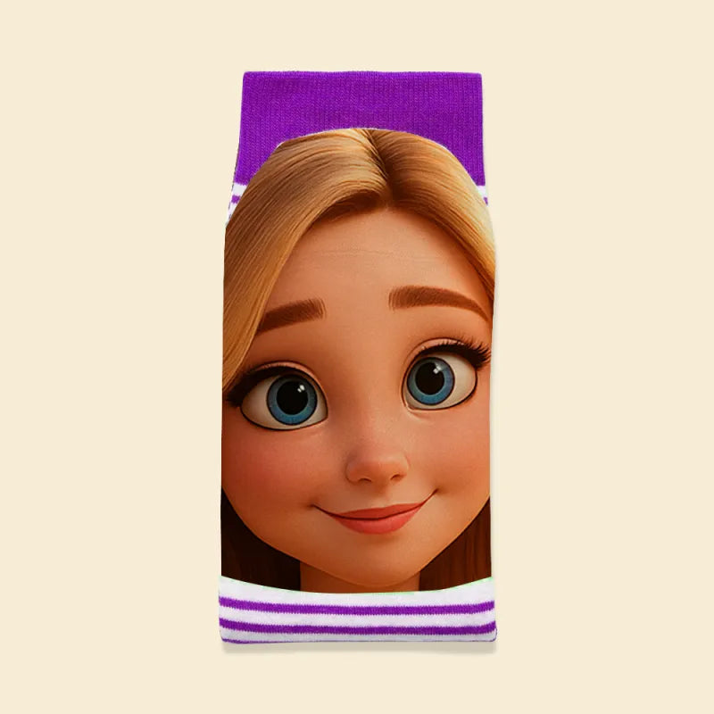 Custom Face Funny Socks Cartoon Style Photo Gifts for Him Her