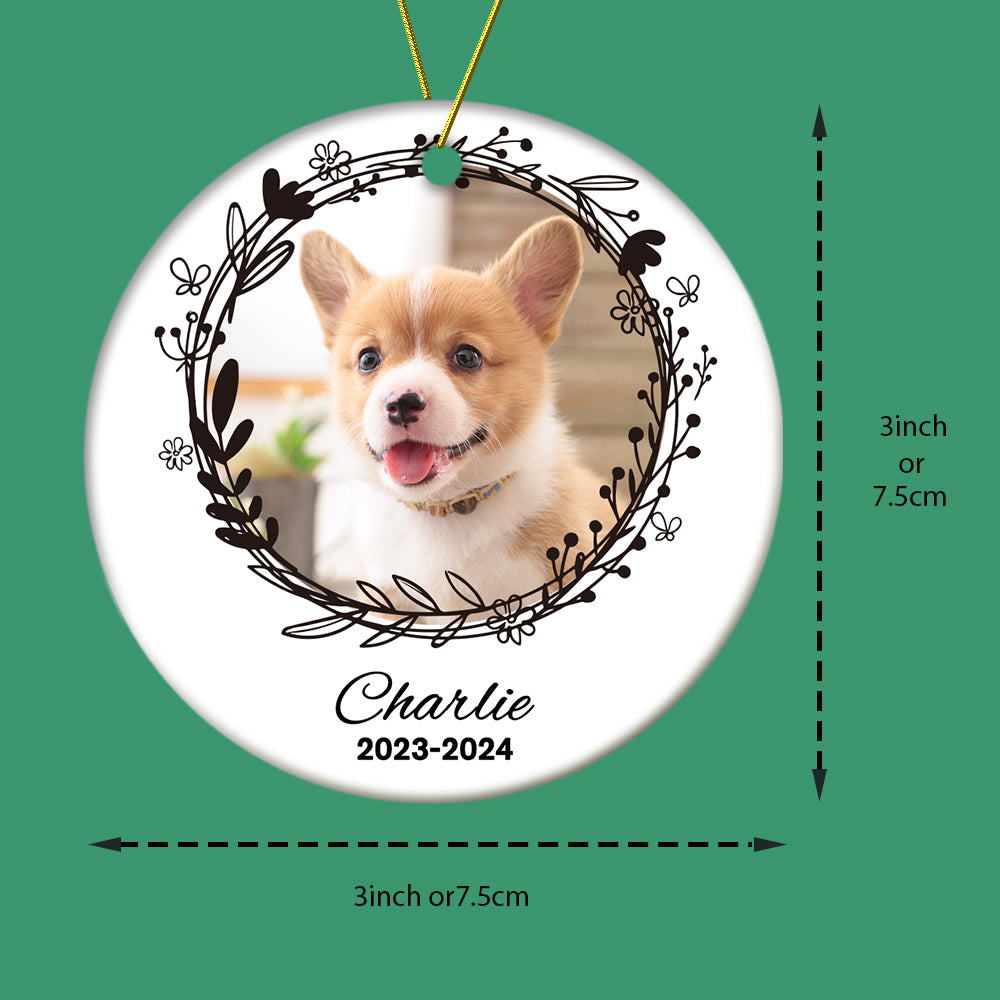 Personalized Pet Photo Ornament Dog Name Ornament Christmas Gift for Pet Lovers