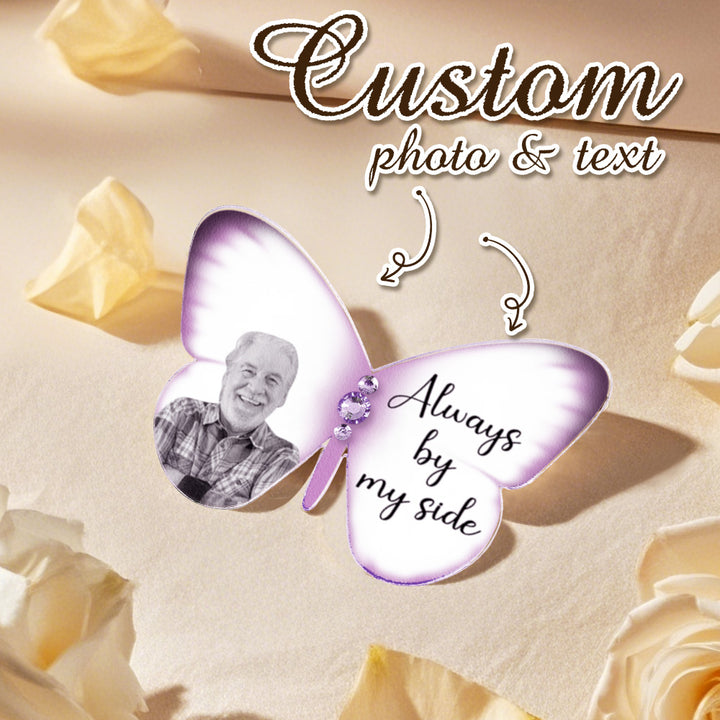 Personalized Acrylic Butterfly Brooch Pin with Words Photo Memorial Wedding Gift for Bride
