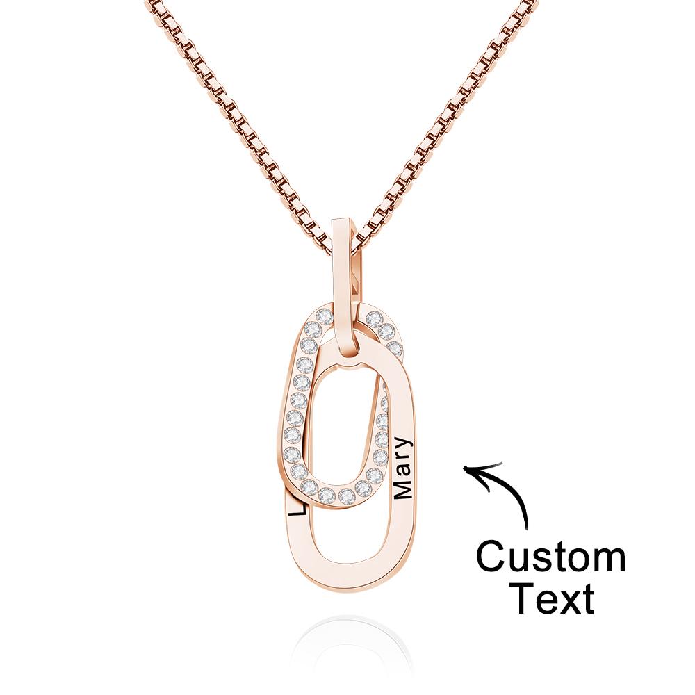Custom Engraved Necklace Double Ring Necklace Unique Gift for Women