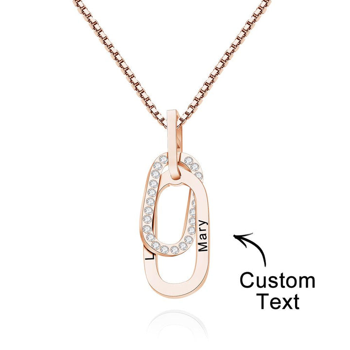 Custom Engraved Necklace Double Ring Necklace Unique Gift for Women
