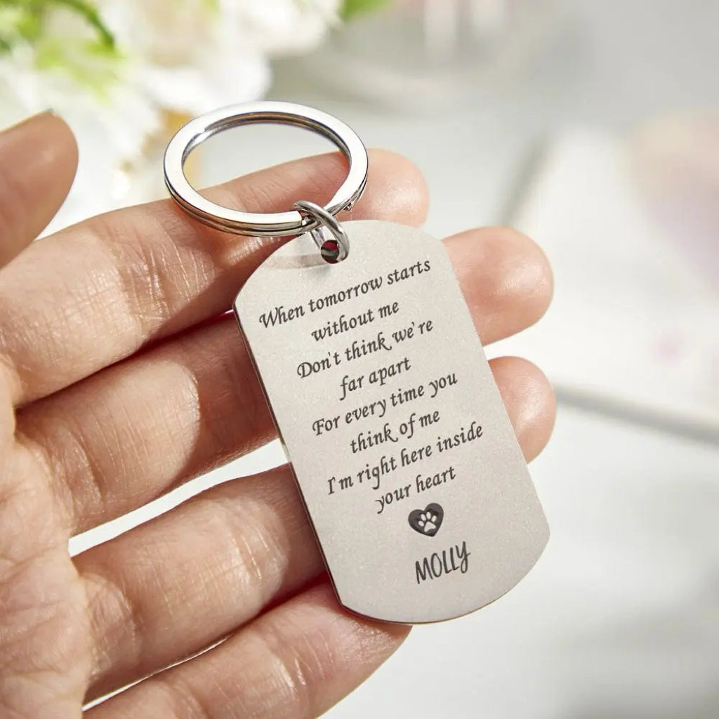 Custom Engraved Keychain Pet Photo Keychain Gifts for Pet Owner