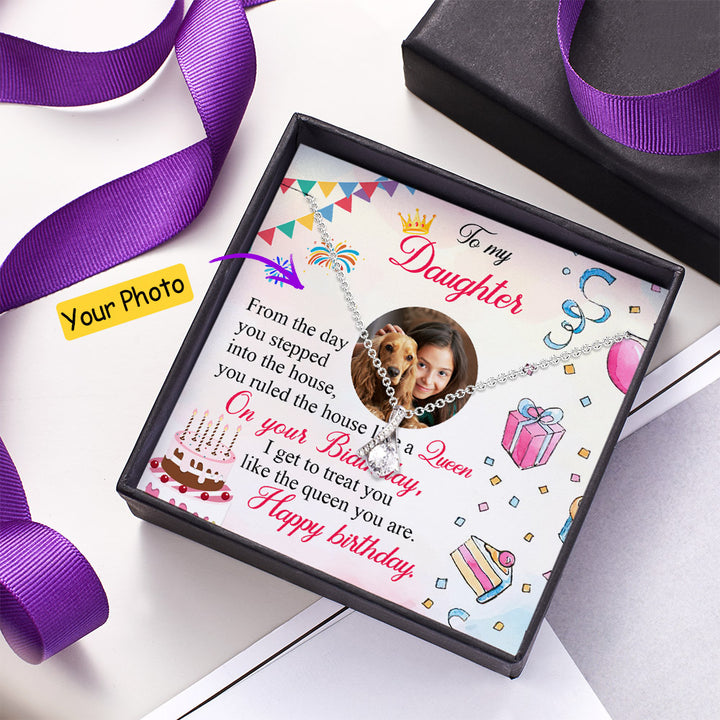 Custom Photo Message Card with Necklace Jewelry Birthday Gift for Daughter