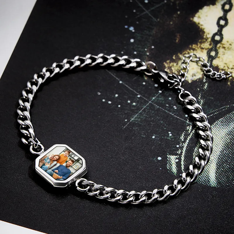 Personalized Temperature-Sensitive Photo Bracelet Magic Photo Men's Bracelet Which Changes Color With Temperature Best Gift For Him