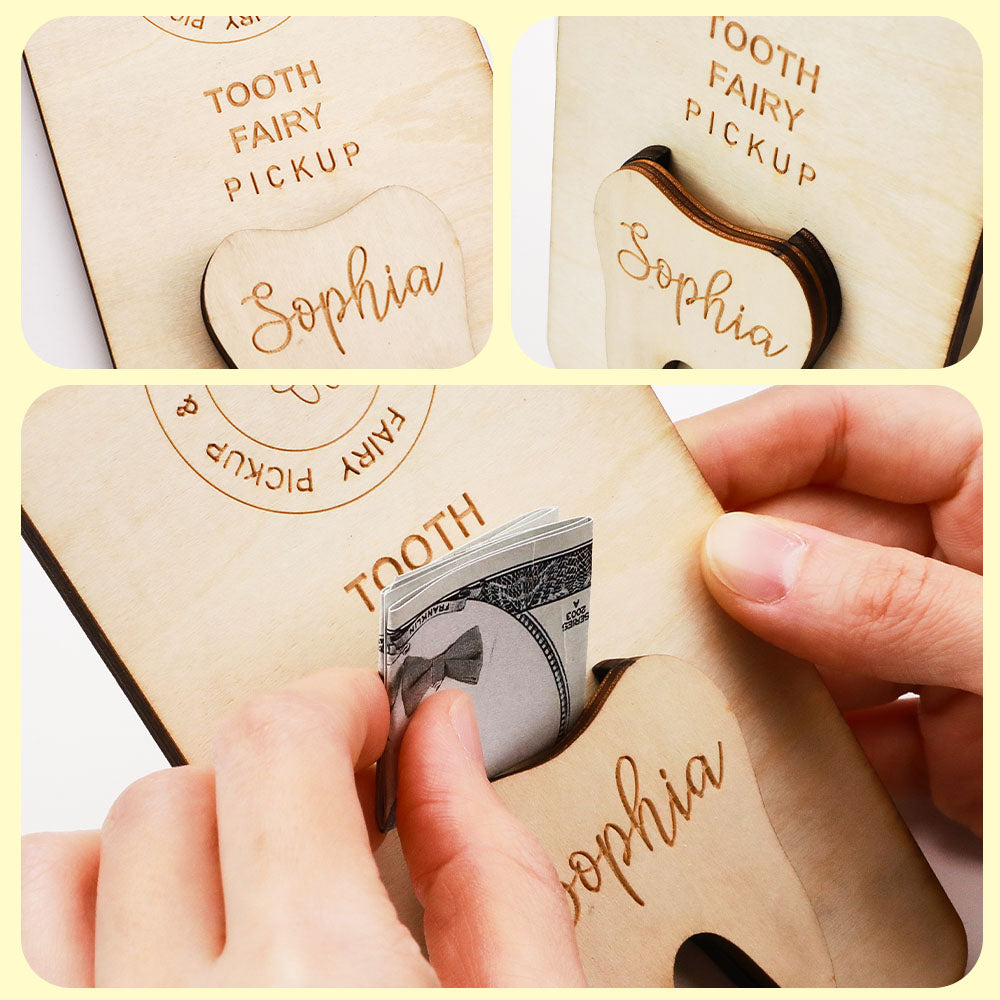 Personalized Wooden Tooth Fairy Door Hanger Teeth Holder Pick Up Box Home Decoration Gift for Kids