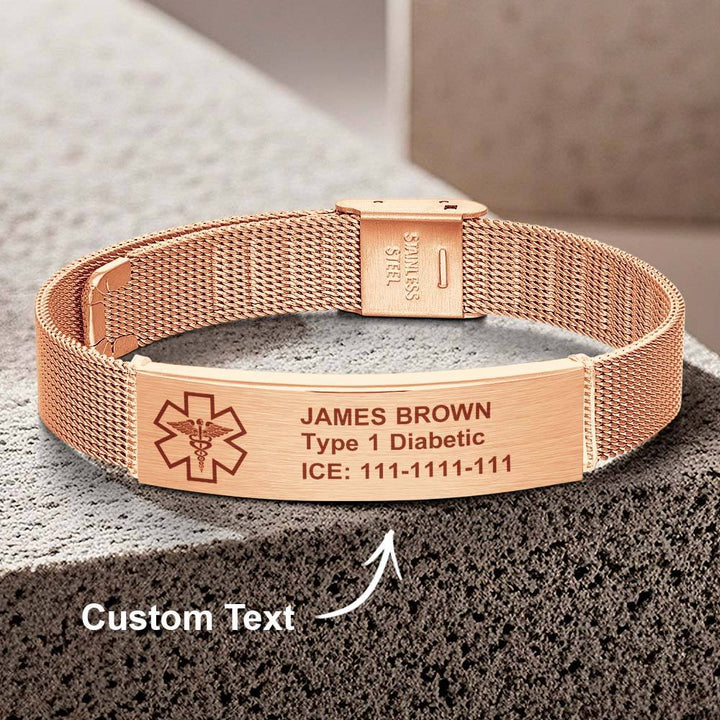 Personalized Emergency Medical Alert ID Bracelet with Text Adjustable Bracelet Gift for Diabetes Epilepsy Autism