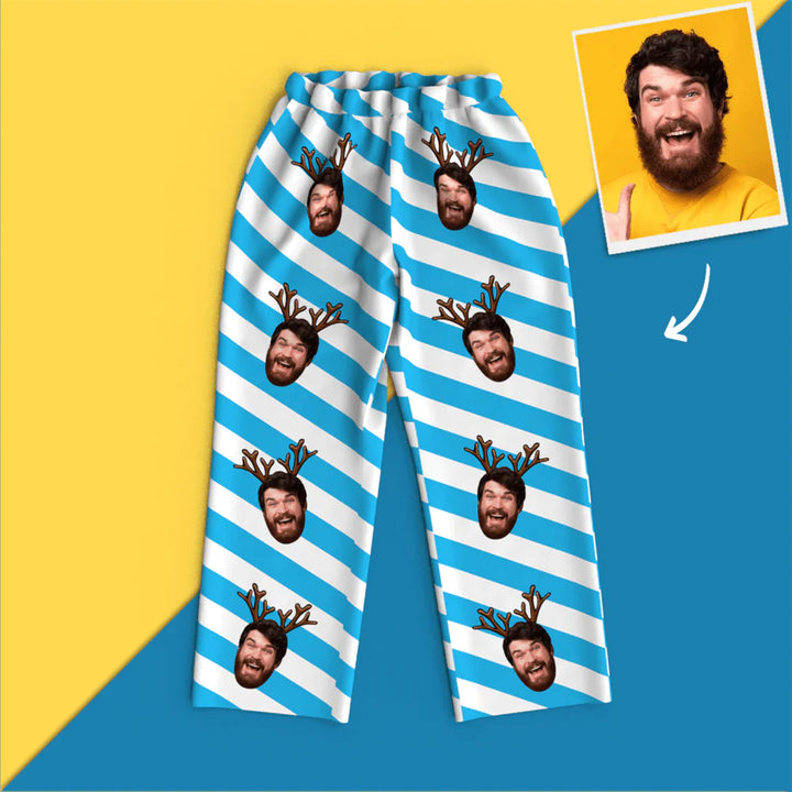Custom Face Christmas Long Sleeve Pajamas Set Elk