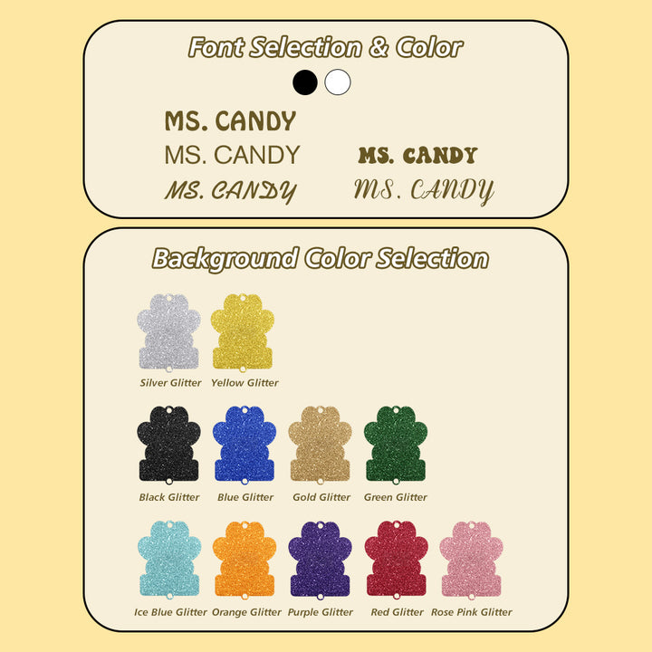 Personalized Glitter Paw ID Badge Lanyard with Text Beads Tassels Badge Lanyard Gift for Teacher Pet Lover