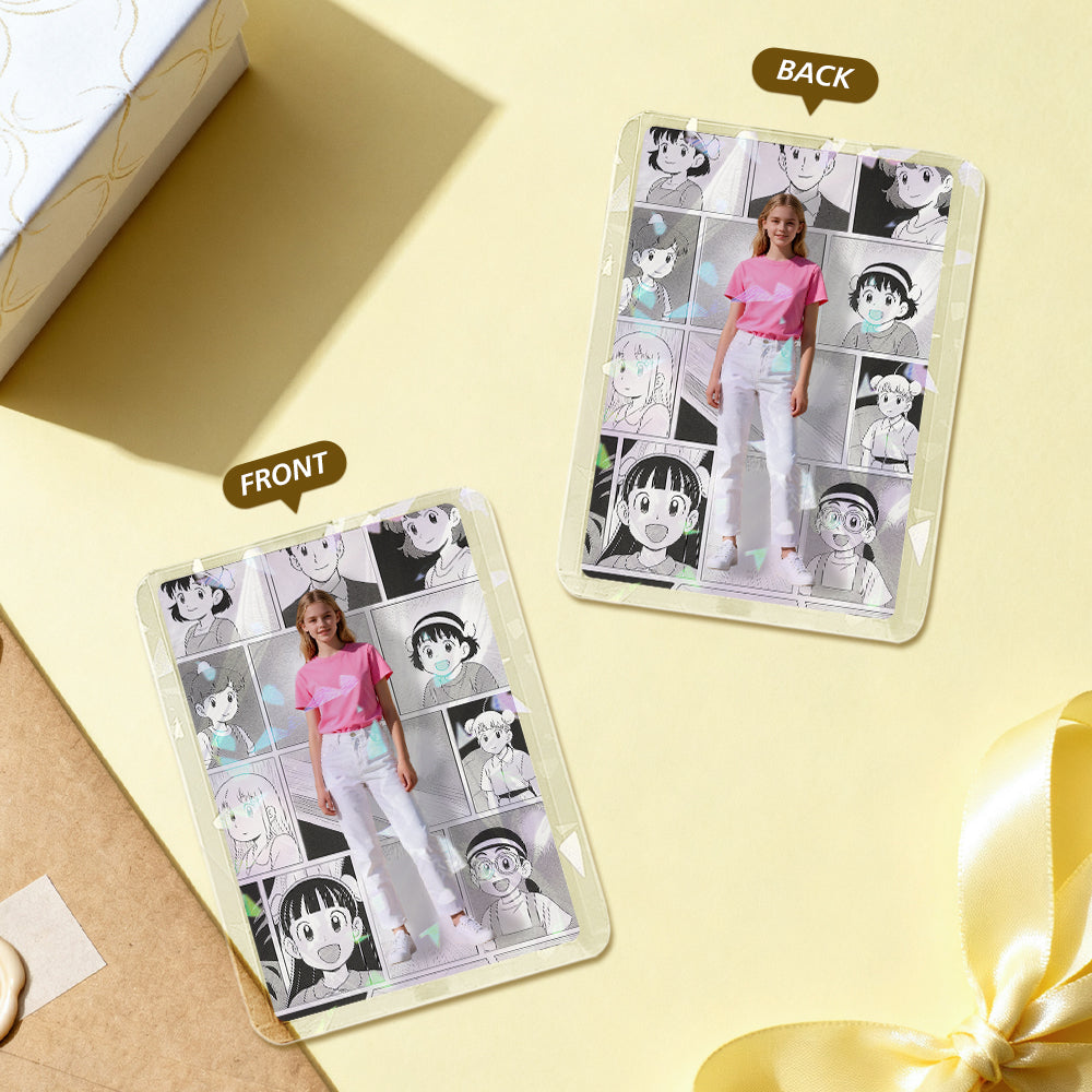 Custom Real Photo + Anime Double-Sided Game Card Personalized Birthday Gift