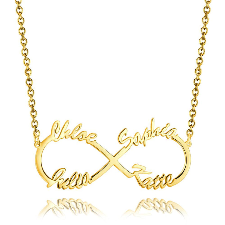 Custom Infinity Name Necklace with Four Names - S925 Silver