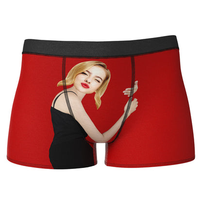Custom Love Hug Boxer Shorts Personalized Boxers Briefs with Picture with Package
